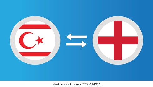 round icons with Northern Cyprus and England flag exchange rate concept graphic element Illustration template design
