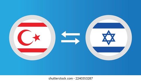 round icons with Northern Cyprus and Israel flag exchange rate concept graphic element Illustration template design
