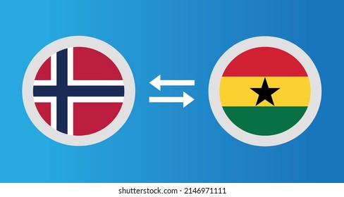 round icons with Norway and Ghana flag exchange rate concept graphic element Illustration template design
