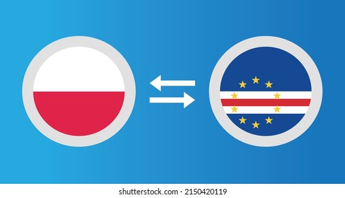 round icons with Poland and Cape Verde flag exchange rate concept graphic element Illustration template design
