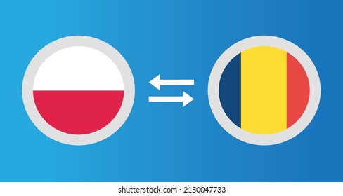 round icons with Poland and Chad flag exchange rate concept graphic element Illustration template design
