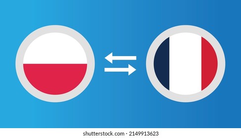 round icons with Poland and France flag exchange rate concept graphic element Illustration template design
