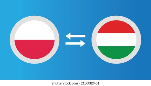 round icons with Poland and Hungary flag exchange rate concept graphic element Illustration template design
