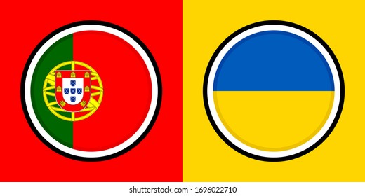 round icons, portugal and ukraine flags