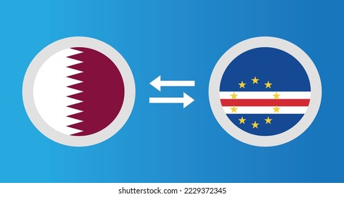 round icons with Qatar and Cape Verde flag exchange rate concept graphic element Illustration template design
