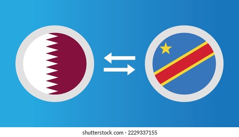 Rundsymbole mit Qatar- und Kongo-Flag-Wechselkurs-Konzept Grafik-Element Illustration Vorlage Design
