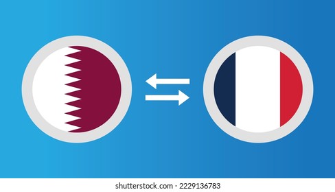 round icons with Qatar and France flag exchange rate concept graphic element Illustration template design
