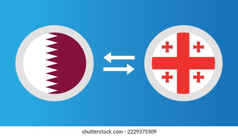 round icons with Qatar and Georgia flag exchange rate concept graphic element Illustration template design
