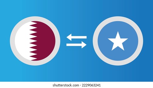 round icons with Qatar and Somalia flag exchange rate concept graphic element Illustration template design
