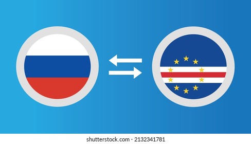 round icons with Russia and Cape Verde flag exchange rate concept graphic element Illustration template design
