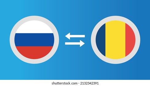 round icons with Russia and Chad flag exchange rate concept graphic element Illustration template design
