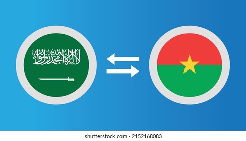 Rundsymbole mit Saudi-Arabien und Burkina Faso Flaggenwechselkurs-Konzept Grafik-Element Illustration Vorlage Design
