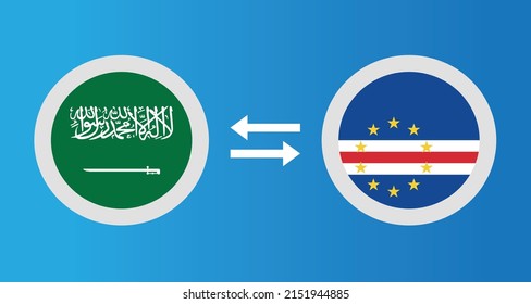 round icons with Saudi Arabia and Cape Verde flag exchange rate concept graphic element Illustration template design
