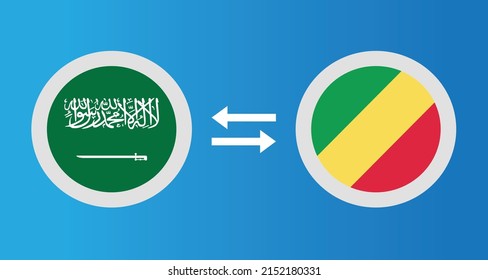 round icons with Saudi Arabia and Congo flag exchange rate concept graphic element Illustration template design
