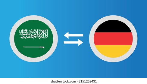 round icons with Saudi Arabia and Germany flag exchange rate concept graphic element Illustration template design
