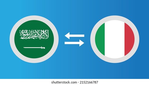 round icons with Saudi Arabia and Italy flag exchange rate concept graphic element Illustration template design
