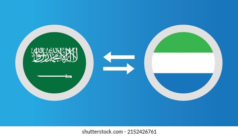 round icons with Saudi Arabia and Sierra Leone flag exchange rate concept graphic element Illustration template design
