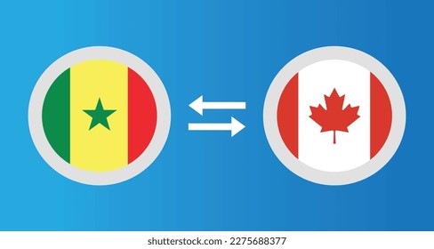 Rundsymbole mit senegalischem und kanadischem Flaggenwechselkonzept Grafikelement Illustration Template Design
