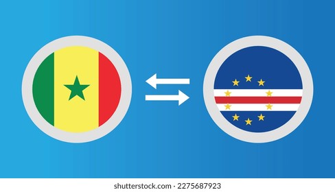 round icons with Senegal and Cape Verde flag exchange rate concept graphic element Illustration template design
