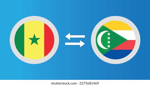 round icons with Senegal and Comoros flag exchange rate concept graphic element Illustration template design
