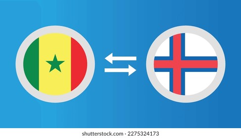 round icons with Senegal and Faroe Islands flag exchange rate concept graphic element Illustration template design
