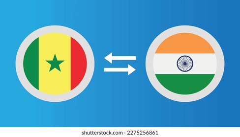 round icons with Senegal and India flag exchange rate concept graphic element Illustration template design
