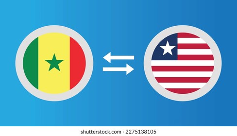 round icons with Senegal and Liberia flag exchange rate concept graphic element Illustration template design
