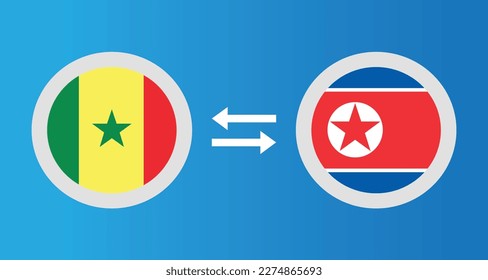 iconos redondos con el concepto de tipo de cambio del indicador Senegal y Corea del Norte elemento gráfico Diseño de la plantilla de ilustración
