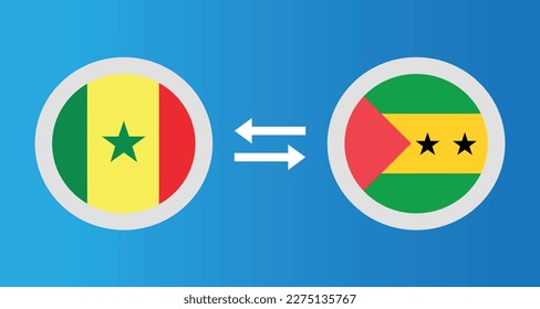 round icons with Senegal and Sao Tome and Principe flag exchange rate concept graphic element Illustration template design
