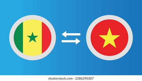 round icons with Senegal and Vietnam flag exchange rate concept graphic element Illustration template design
