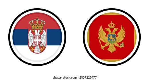 round icons with serbia and montenegro flags. vector illustration isolated on white background
