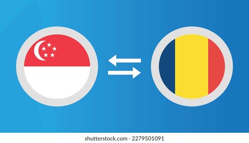 round icons with Singapore and Chad flag exchange rate concept graphic element Illustration template design
