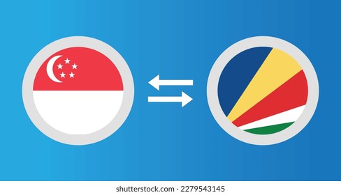 round icons with Singapore and Seychelles flag exchange rate concept graphic element Illustration template design
