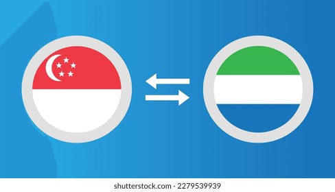 round icons with Singapore and Sierra Leone flag exchange rate concept graphic element Illustration template design
