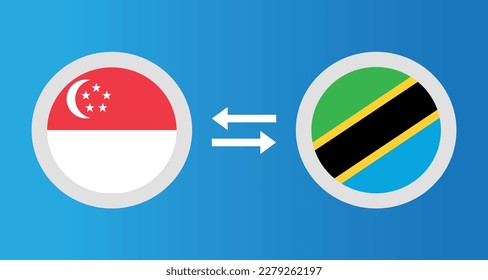 round icons with Singapore and Tanzania flag exchange rate concept graphic element Illustration template design
