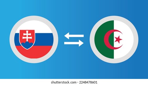 round icons with Slovakia and Algeria flag exchange rate concept graphic element Illustration template design
