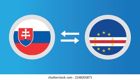 round icons with Slovakia and Cape Verde flag exchange rate concept graphic element Illustration template design
