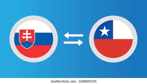round icons with Slovakia and Chile flag exchange rate concept graphic element Illustration template design
