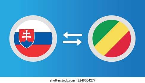 round icons with Slovakia and Congo flag exchange rate concept graphic element Illustration template design
