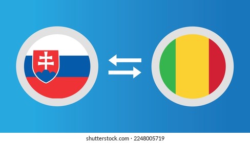 round icons with Slovakia and Mali flag exchange rate concept graphic element Illustration template design
