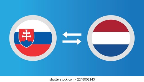 round icons with Slovakia and Netherlands flag exchange rate concept graphic element Illustration template design
