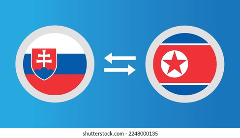 round icons with Slovakia and North Korea flag exchange rate concept graphic element Illustration template design
