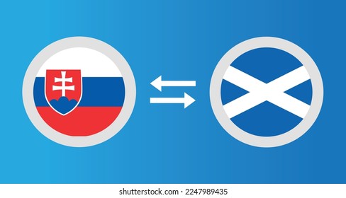 round icons with Slovakia and Scotland flag exchange rate concept graphic element Illustration template design
