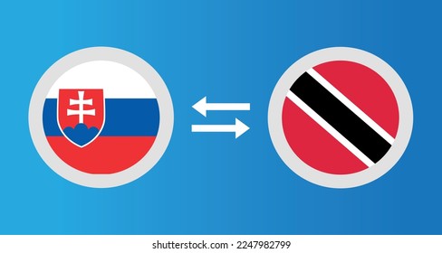 round icons with Slovakia and Trinidad and Tobago flag exchange rate concept graphic element Illustration template design
