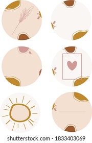 Round icons for social networks in pink.Suitable for bloggers and current Instagram stories.Set of hand drawn round icons for social networks.Pink icons for women.Doodle illustration isolated on white