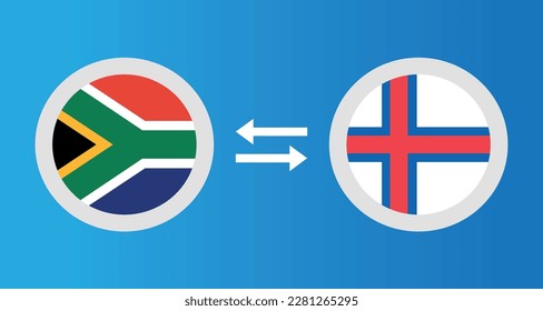 round icons with South Africa and Faroe Islands flag exchange rate concept graphic element Illustration template design
