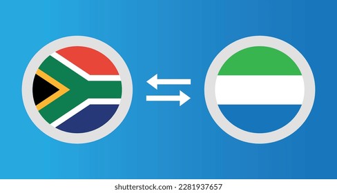 round icons with South Africa and Sierra Leone flag exchange rate concept graphic element Illustration template design
