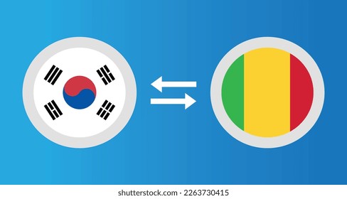 round icons with South Korea and Mali flag exchange rate concept graphic element Illustration template design
