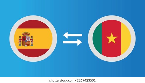 iconos redondos con el concepto de tipo de cambio de bandera de España y Camerún elemento gráfico Diseño de plantilla de ilustración
