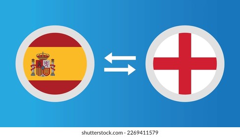 round icons with Spain and England flag exchange rate concept graphic element Illustration template design
